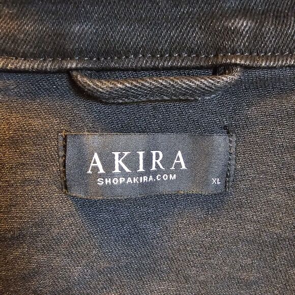 AKIRA Camila Sequin Sleeve Black Denim Jean Jacket Womens XL New NWT Bling - Picture 5 of 9